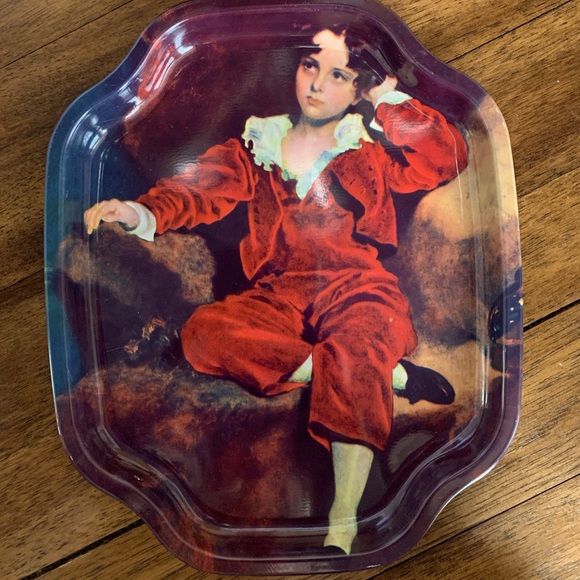 Vintage Red Boy Metal Tray - Made in England - Picture 1 of 2